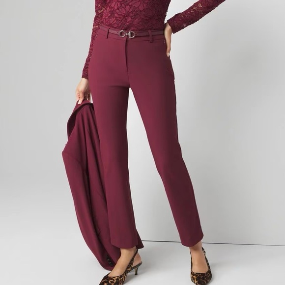 White House Black Market Pants - WHBM White House Black Market Burgundy Wine The Ankle Slim Pants‎ Size 6
